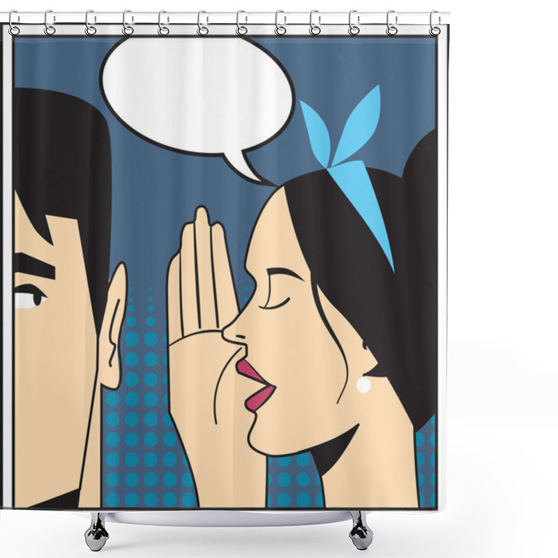 Personality  Telling Secret, Pop Art. Shower Curtains