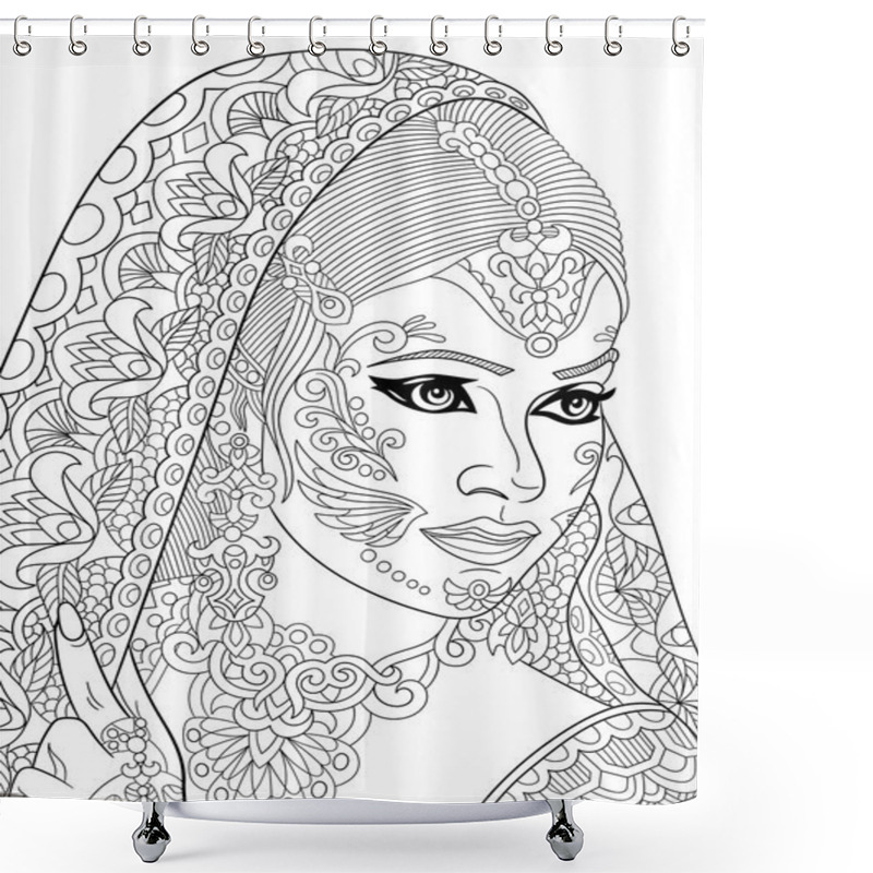 Personality  Zentangle Stylized Indian Woman Shower Curtains