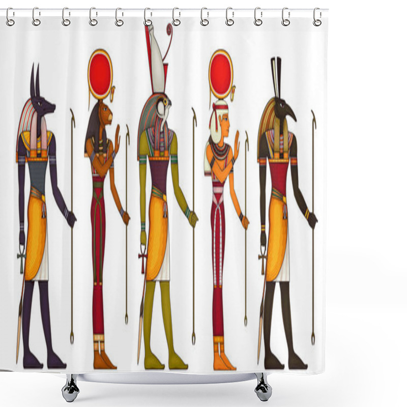 Personality  Egyptian Ancient Symbol.Religion Icon.Egypt Deiteis.Culture.Design Element.Horus.Set.Anubis.Sekhmet.Hathor. Shower Curtains