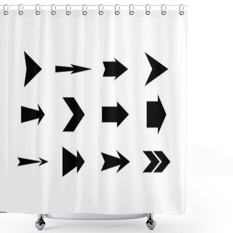 Personality  Set Of Black Arrows. Vector Shower Curtains