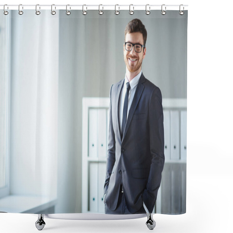 Personality  Businessman In Suit And Eyeglasses Shower Curtains