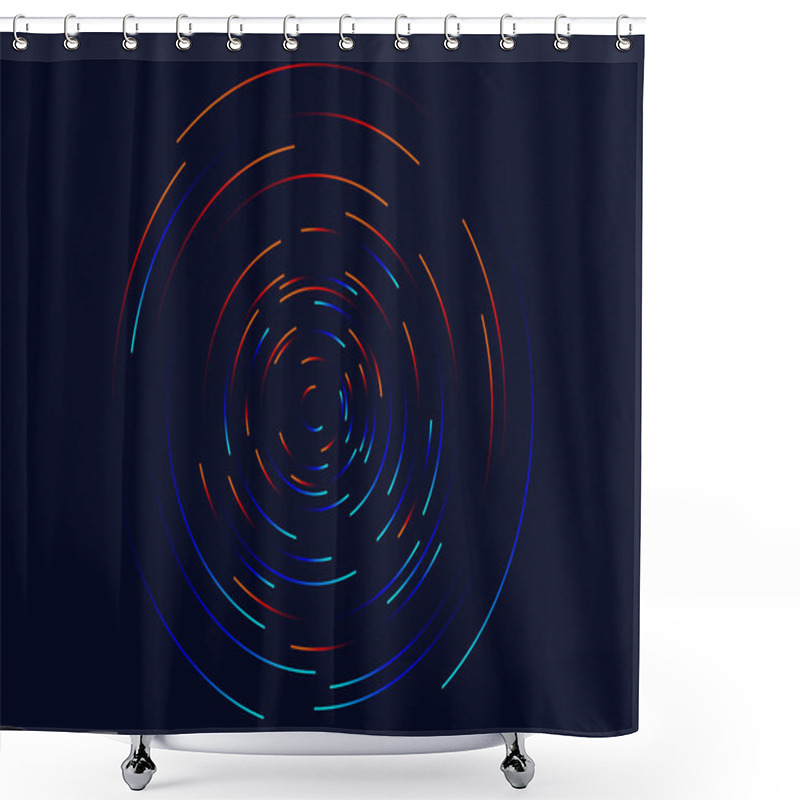 Personality  Abstract Vortex, Circular Swirl Lines. Star Trails Around In The Night Sky. Luminous Helix Shower Curtains