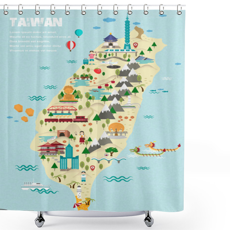 Personality  Lovely Taiwan Travel Map Shower Curtains