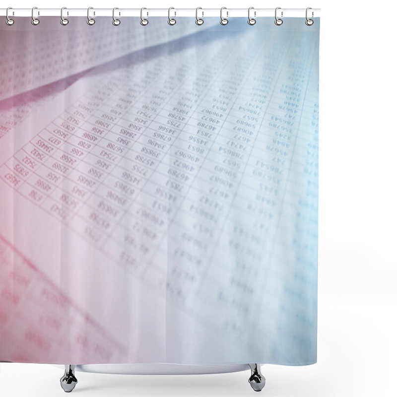 Personality  Finance Data Or Financial Report. Concentration Of Business Development And Financing. Background For Presentation. Copy Space Shower Curtains