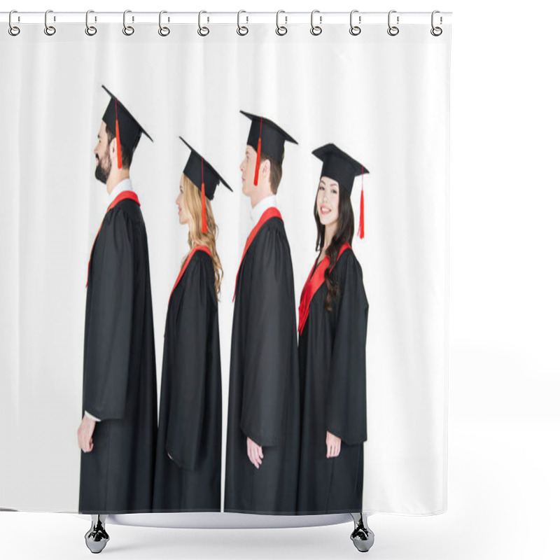 Personality  Happy Students In Mortarboards  Shower Curtains