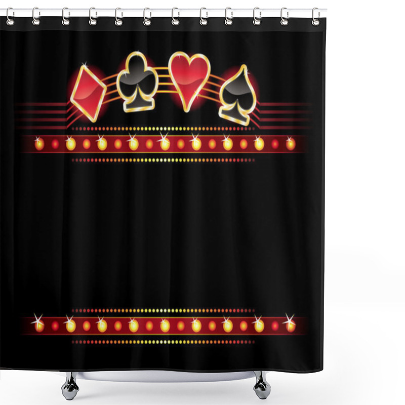 Personality  Neon With Card Symbols Shower Curtains