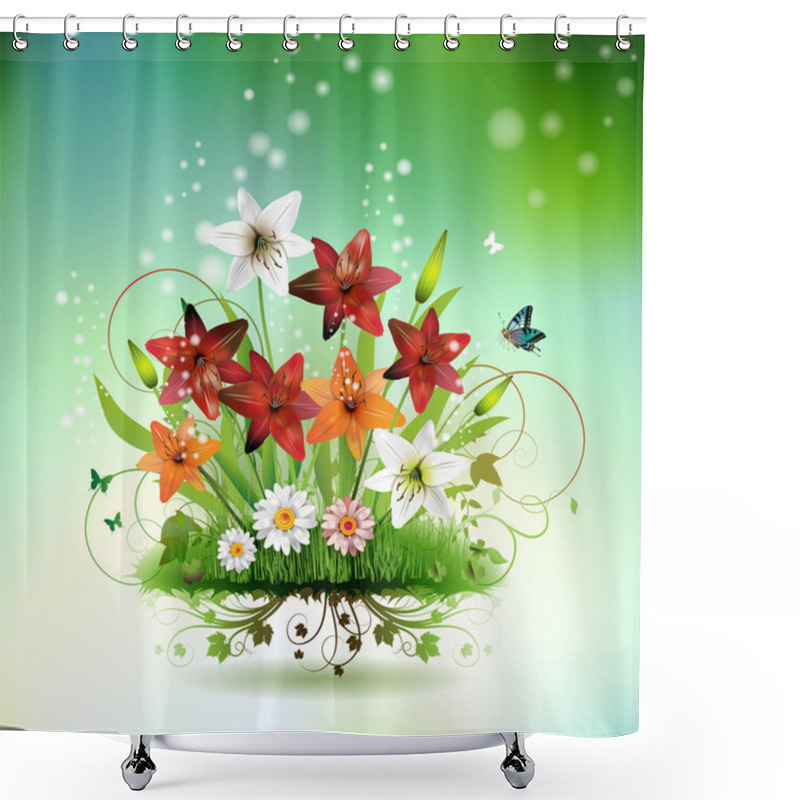 Personality  Flowers In The Grass Shower Curtains