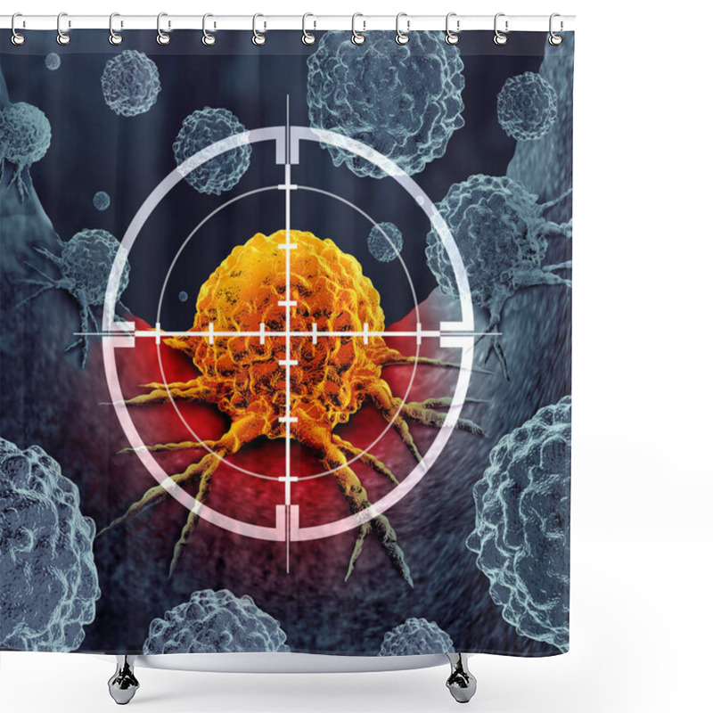 Personality  Targeting Cancer And Malignant Tumor Detection Or Screening As A Treatment For Disease Cells With A Biopsy Or Testing Caused By Carcinogens And Genetics With A Cancerous Cell As An Immunotherapy Symbol. Shower Curtains