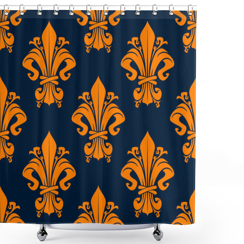 Personality  Medieval Floral Seamless Pattern With Fleur-de-lis Shower Curtains