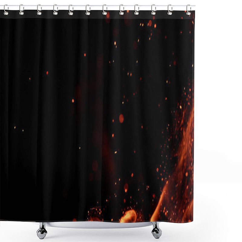 Personality  Fire Flames With Sparks On Black Background Shower Curtains