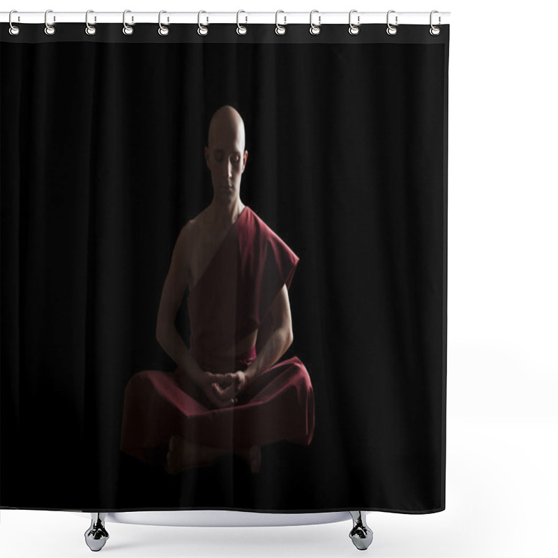 Personality  Buddhist Monk In Meditation Pose Shower Curtains