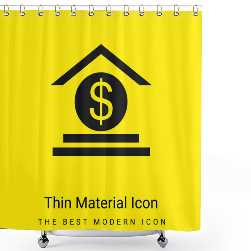 Personality  Bank Sign Minimal Bright Yellow Material Icon Shower Curtains