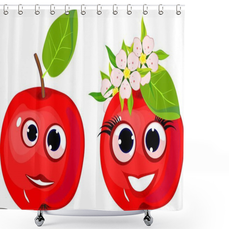 Personality  Couple Of Funny Apples. Personification Of The Gender Symbols. Shower Curtains