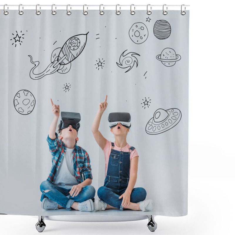 Personality  Children Using Virtual Reality Headsets Shower Curtains