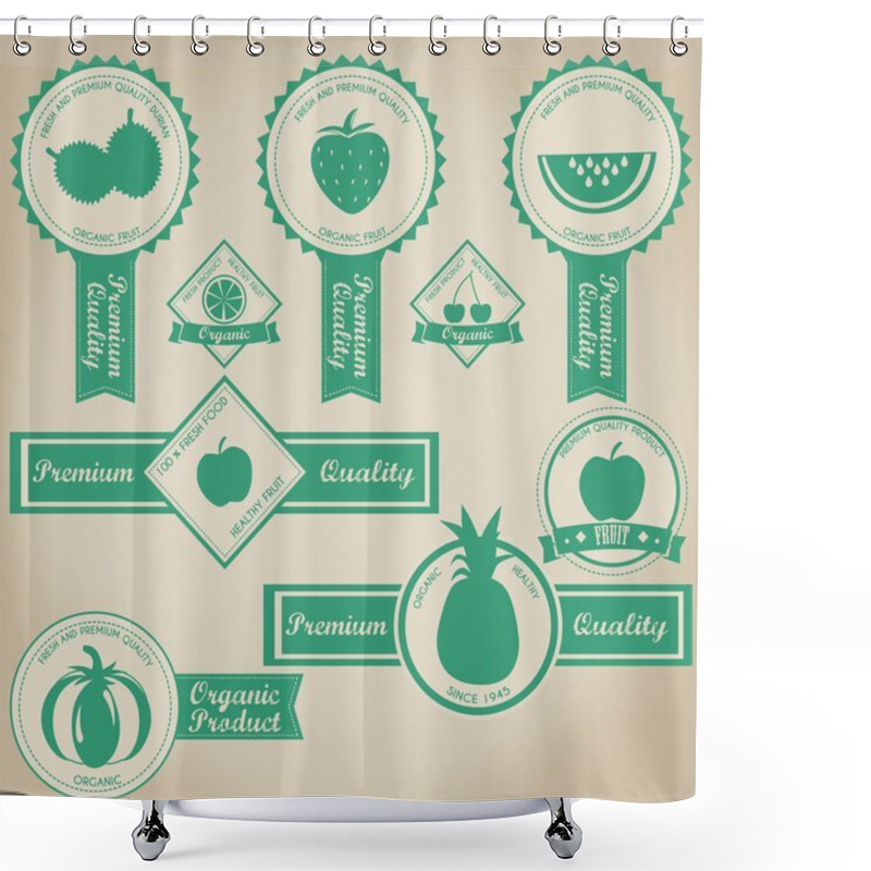 Personality  Fresh And Organic Fruit Label Design Shower Curtains