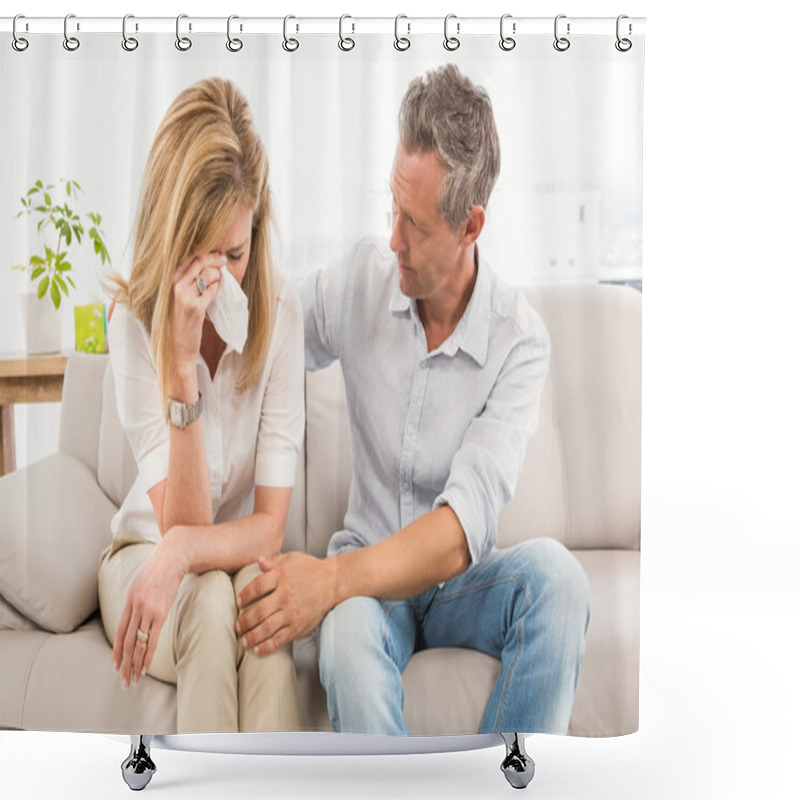 Personality  Therapist Comforting Crying Female Patient Shower Curtains