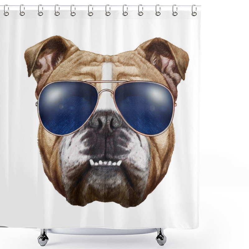 Personality  English Bulldog With Sunglasses Shower Curtains