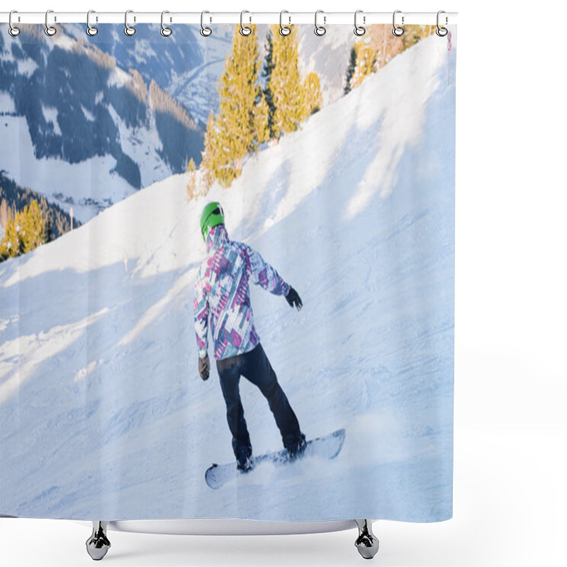 Personality  Man Snowboarder On Penken Park Ski Resort In Austria Shower Curtains