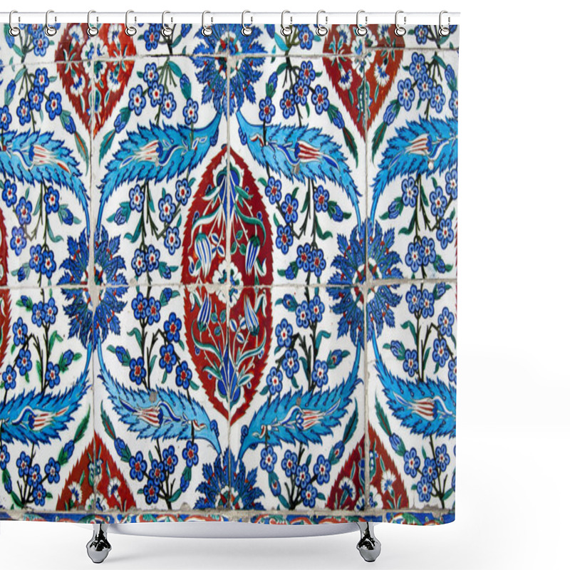 Personality  Iznik Tile From Ancient Ottoman Era.The Tiles Were Decorated By Master Artisans, So-called Nakkash, That Were Brought From Throughout The Empire To Istanbul And Iznik To Carry Out This Art Shower Curtains