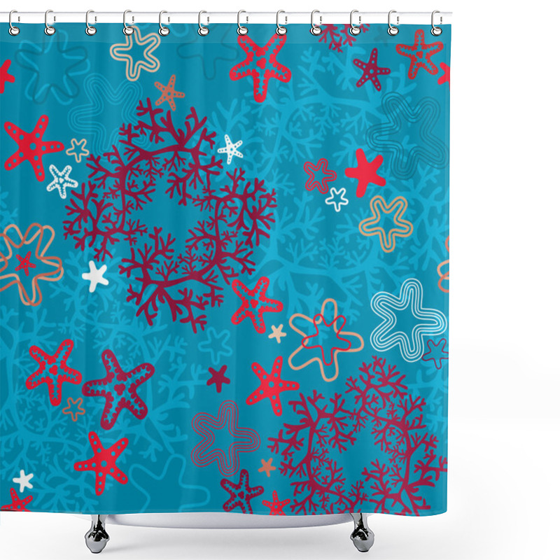 Personality  Seamless Background With Coral Reef And Sea Stars Shower Curtains