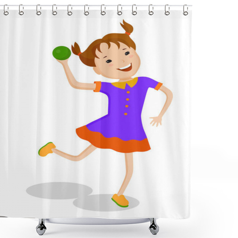 Personality  Girl Playing With Ball Shower Curtains