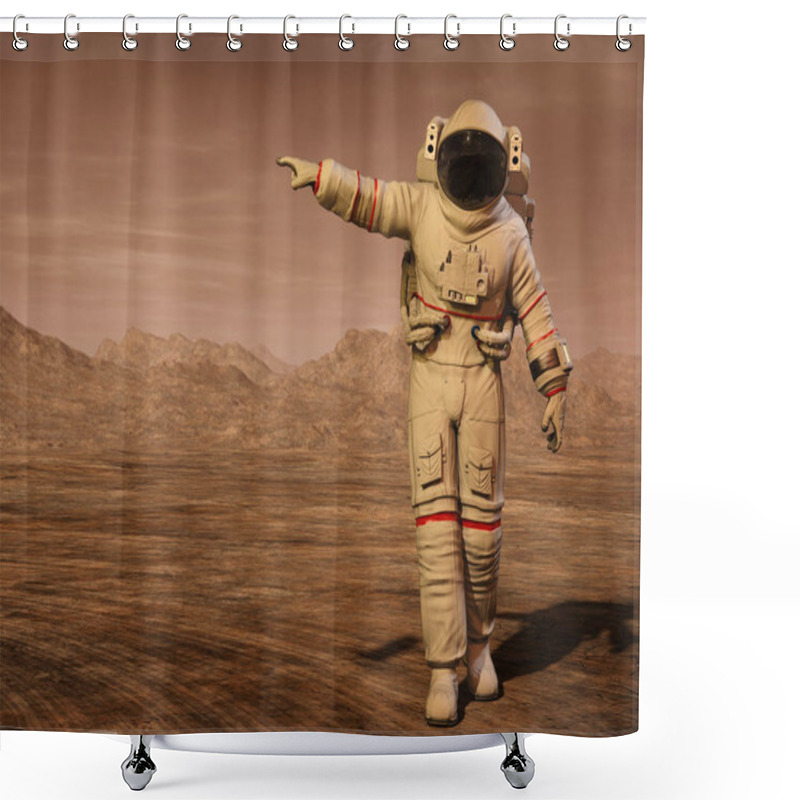 Personality  Astronaut On The Planet Mars, 3D Illustration Shower Curtains