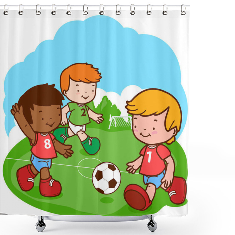 Personality  Children Playing Soccer Shower Curtains