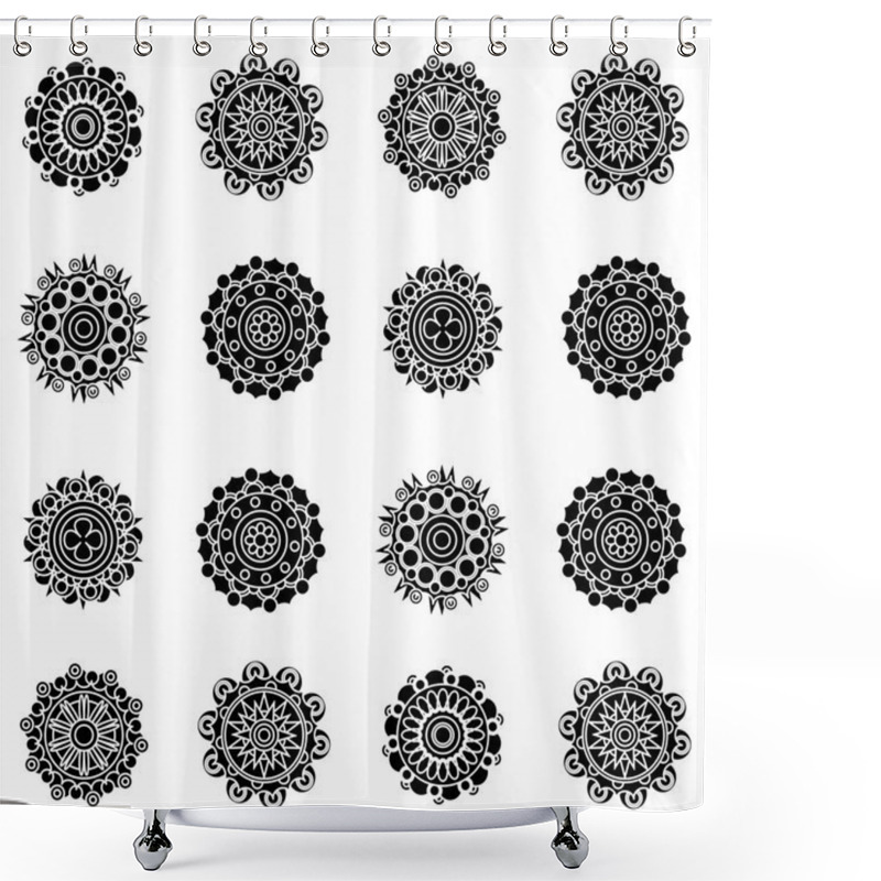 Personality  Black Silhouettes Mandalas - Vector Set Shower Curtains