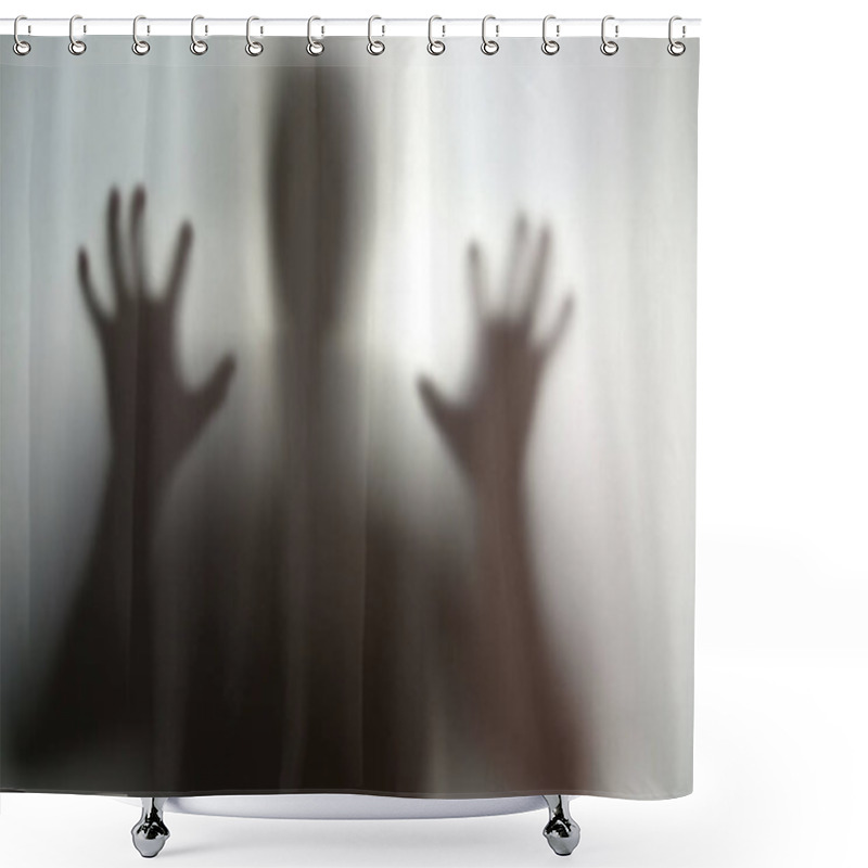 Personality  Mysterious Silhouette With Hands Up, Going To Scare, Nightmare Person In Stress Shower Curtains