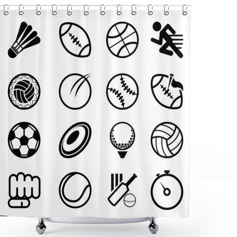 Personality  Sport Icon Set Shower Curtains