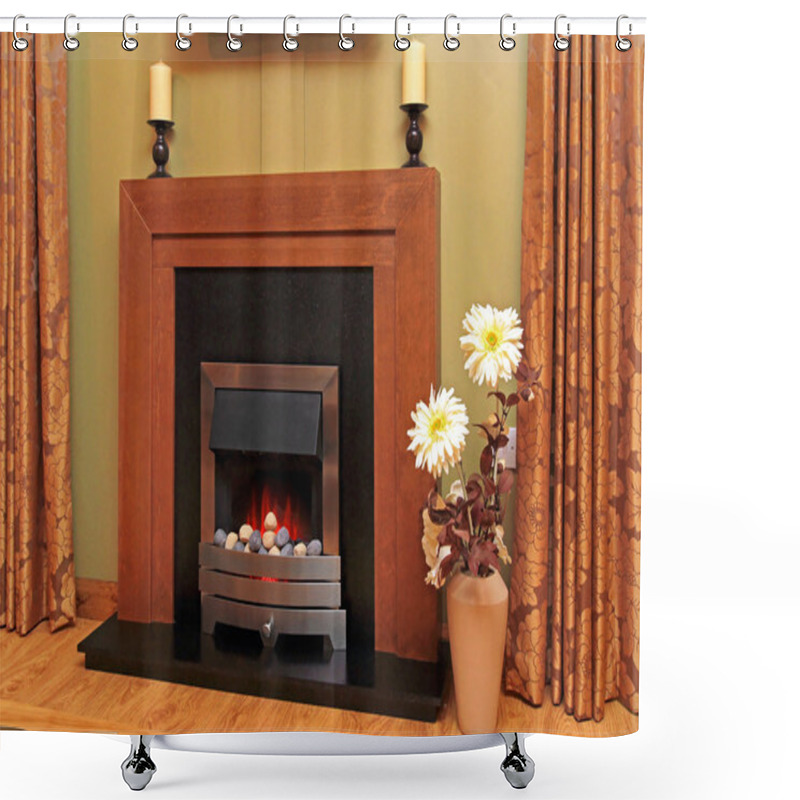 Personality  Electric Fireplace With Lava Stones Shower Curtains