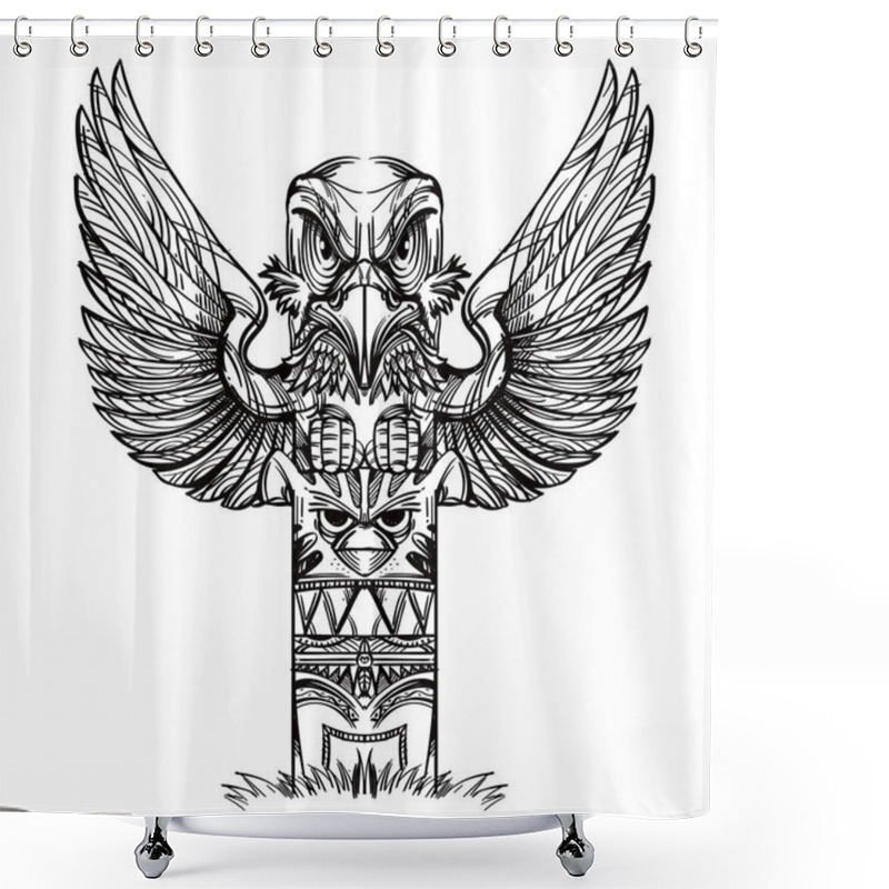 Personality  Native Traditional Indian Totem Outline Icon Shower Curtains