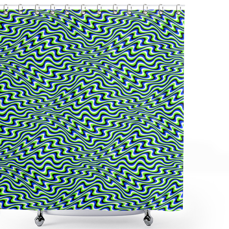 Personality  Optical Illusion Seamless Pattern Of Distorted Wavy Horizontal Stripes. Repeatable Moving Texture. Psychedelic Abstract Wallpaper. Shower Curtains