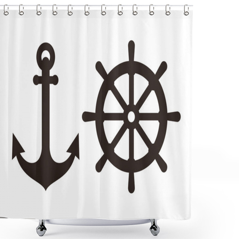 Personality  Anchor And Rudder Sign Shower Curtains