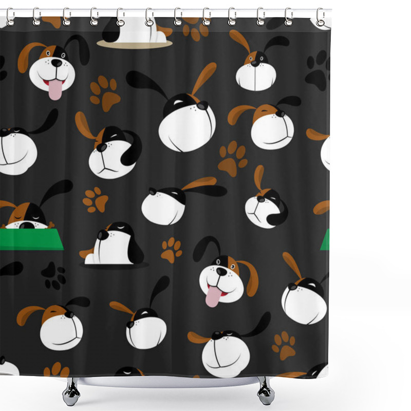 Personality  Vector Dog Pattern Black Shower Curtains