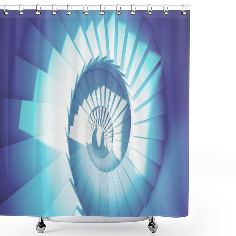 Personality  Dark Blue Spiral Stairs In Sun Light Abstract Shower Curtains