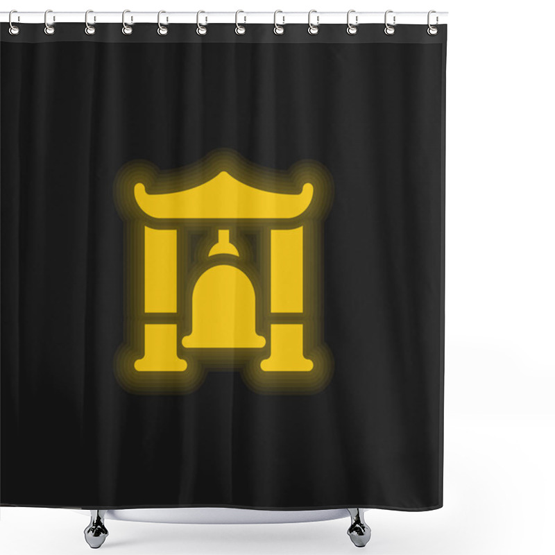 Personality  Bell Yellow Glowing Neon Icon Shower Curtains