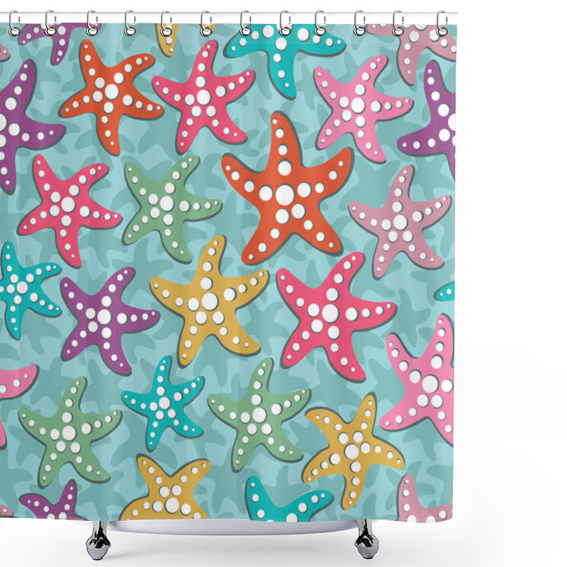 Personality  Sea Stars On Blue Shower Curtains