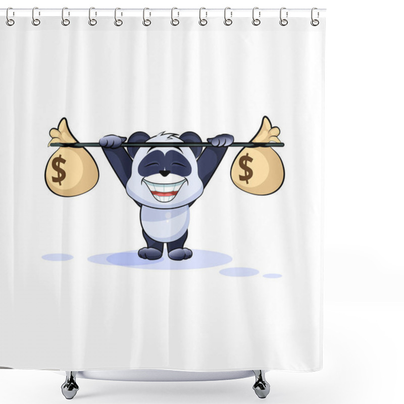 Personality  Panda Bear Raises Barbell Bags Of Money Shower Curtains