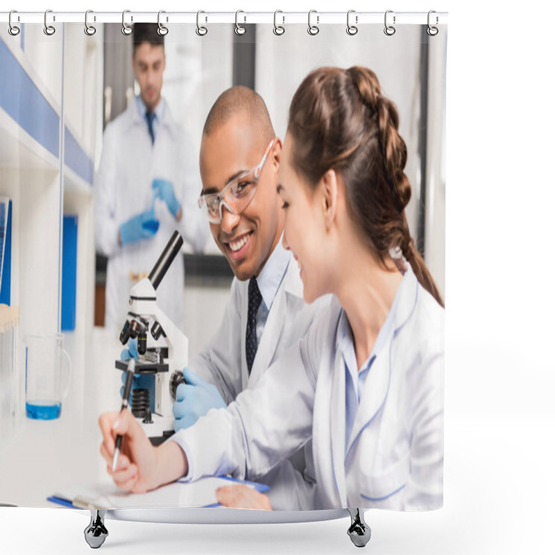 Personality  Scientists Working In Laboratory Shower Curtains