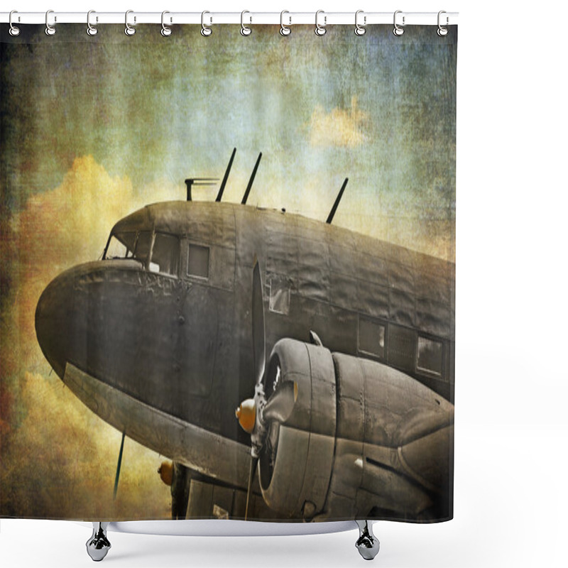 Personality  Old Military Aircraft Shower Curtains