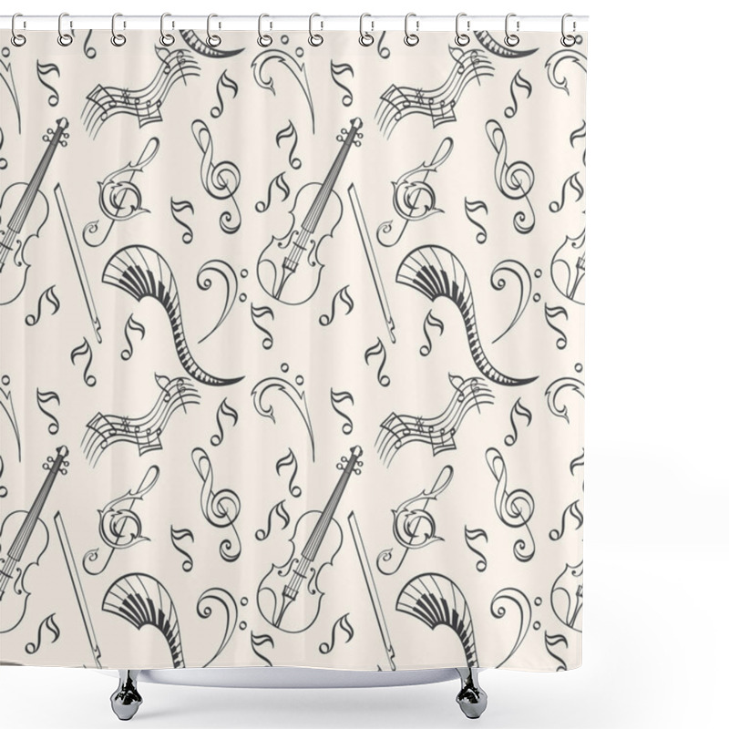 Personality  Seamless Modern Violins Pattern  Shower Curtains