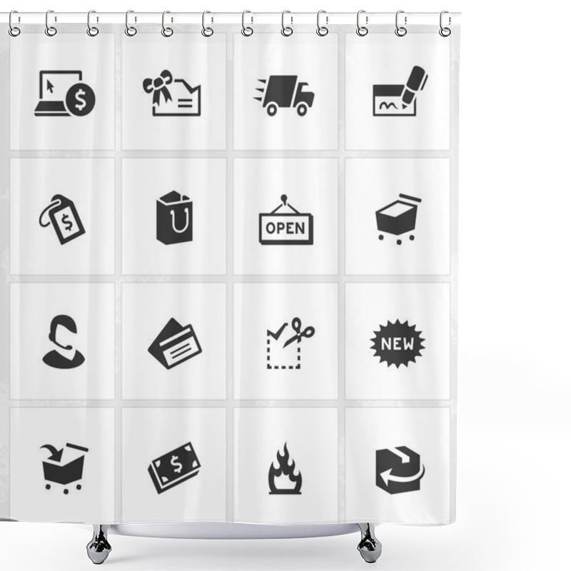 Personality  Shopping Icons Shower Curtains