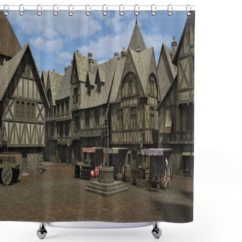 Personality  Medieval Town Square Shower Curtains