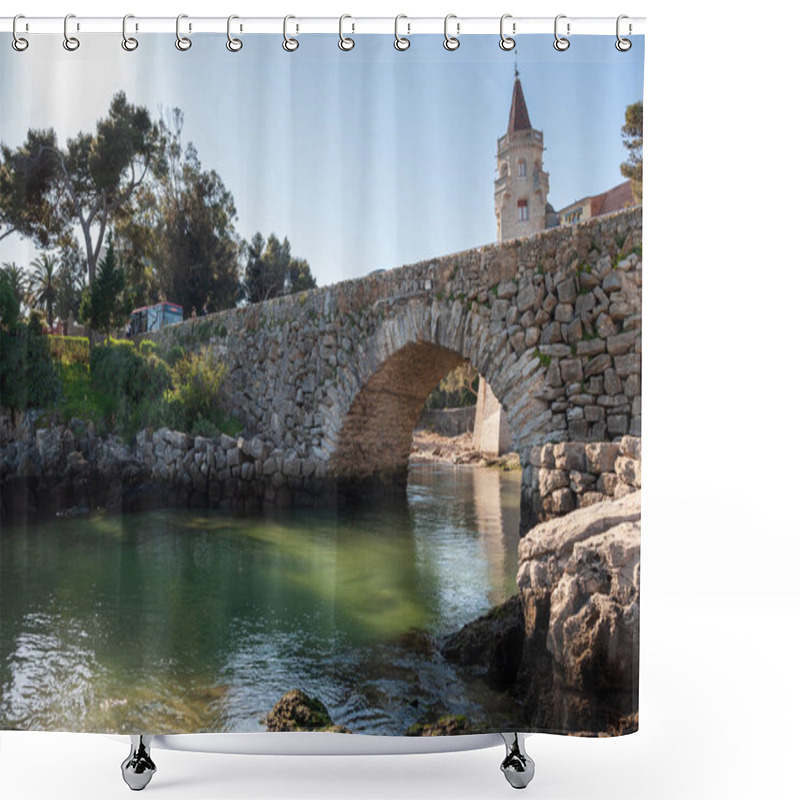 Personality  Stone Bridge And Coastal View In Cascais, Portugal Shower Curtains