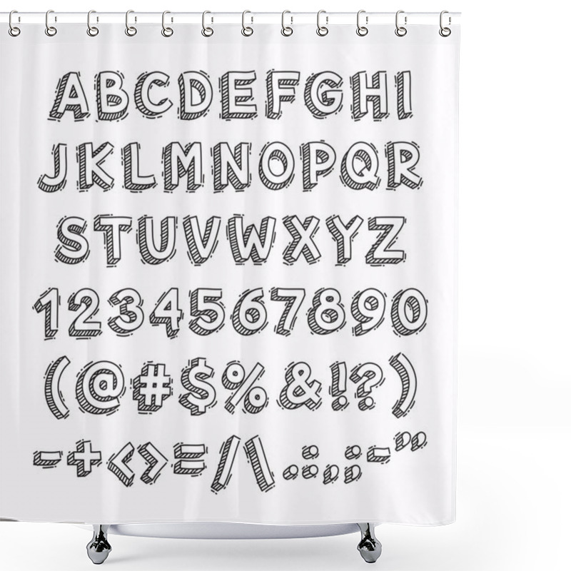 Personality  Hand Drawn 3D Letters And Numbers Shower Curtains