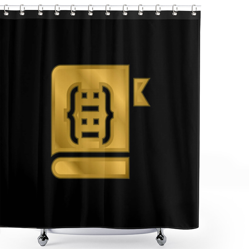 Personality  Book Gold Plated Metalic Icon Or Logo Vector Shower Curtains