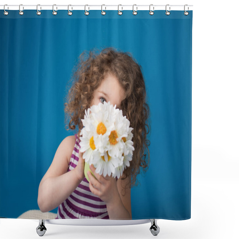 Personality  Happy Smiling Laughing Child: Girl With Curly Hair Shower Curtains