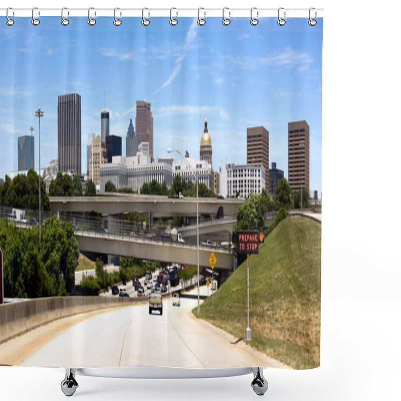 Personality  Car Entering Highway Rush Hour Downtown Atlanta Georgia City Sky Shower Curtains