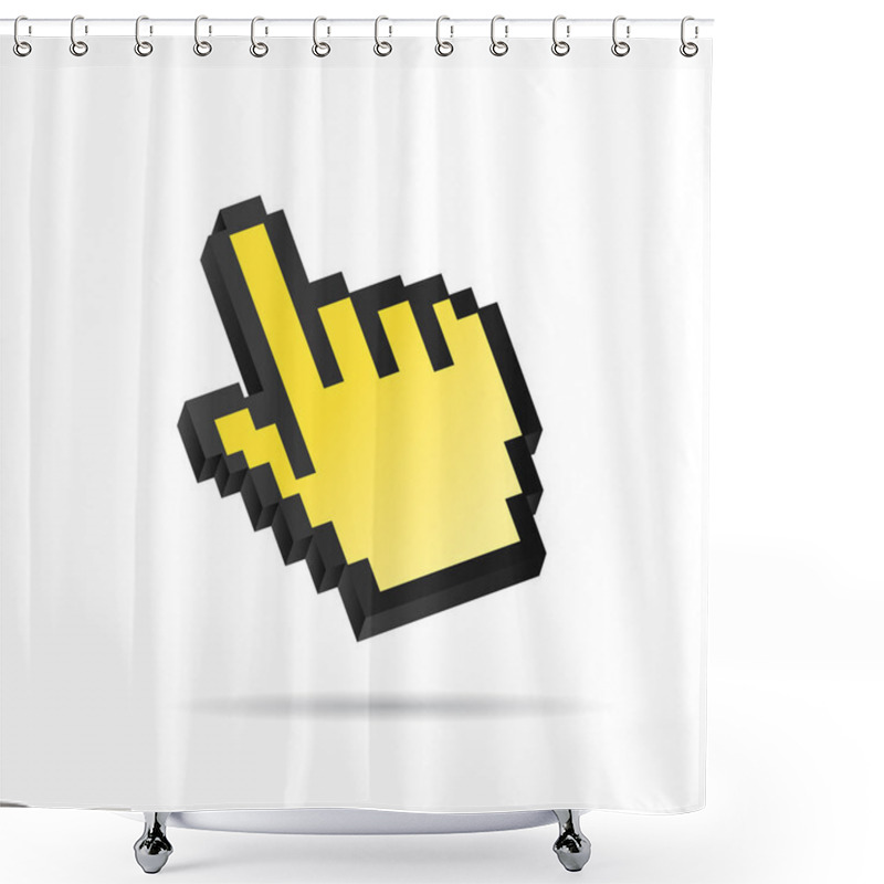 Personality  Yellow Pixel 3D Vector Mouse Cursor Hand Shower Curtains